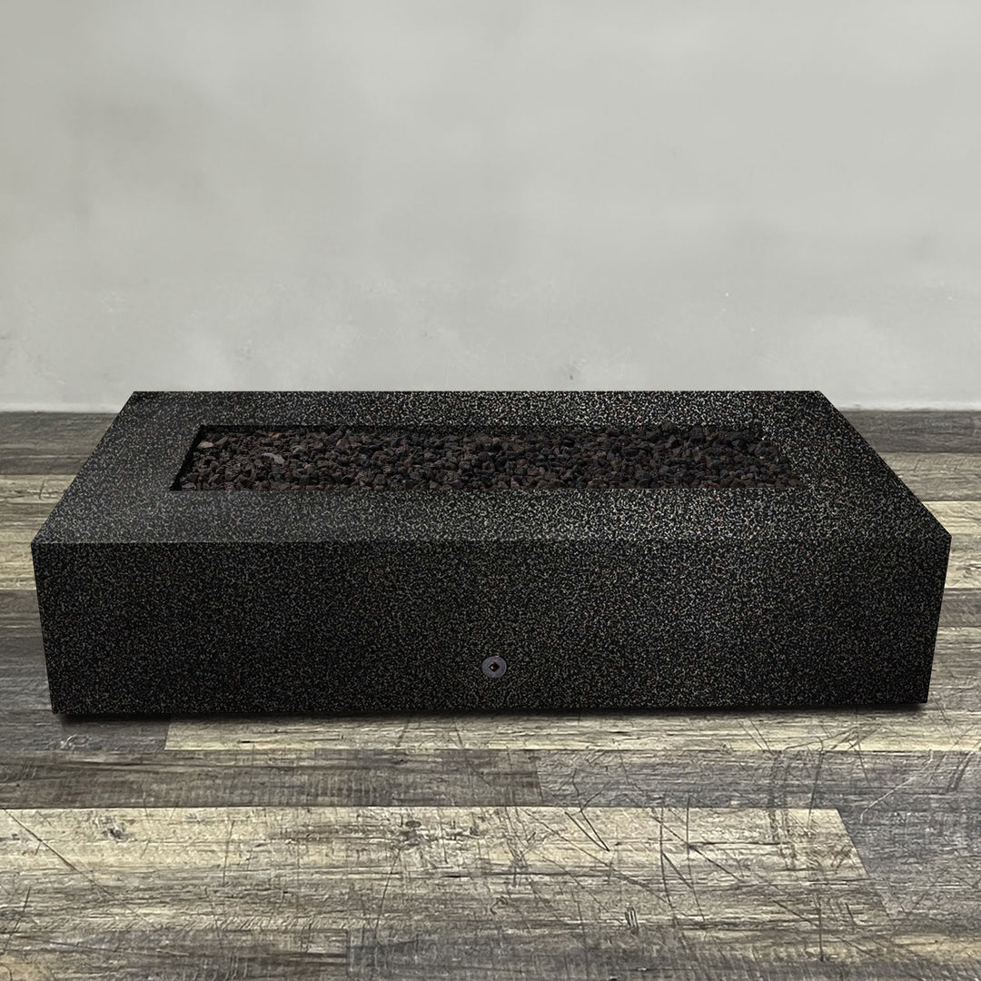 72" x 38" Rectangle Gravity Powder Coated Steel Fire Pit - Propane Gas Hardline - 110V CSA Hi/Lo Electronic Ignition System w/Bluetooth & Handheld Remote - Silver Vein by Starfire Designs