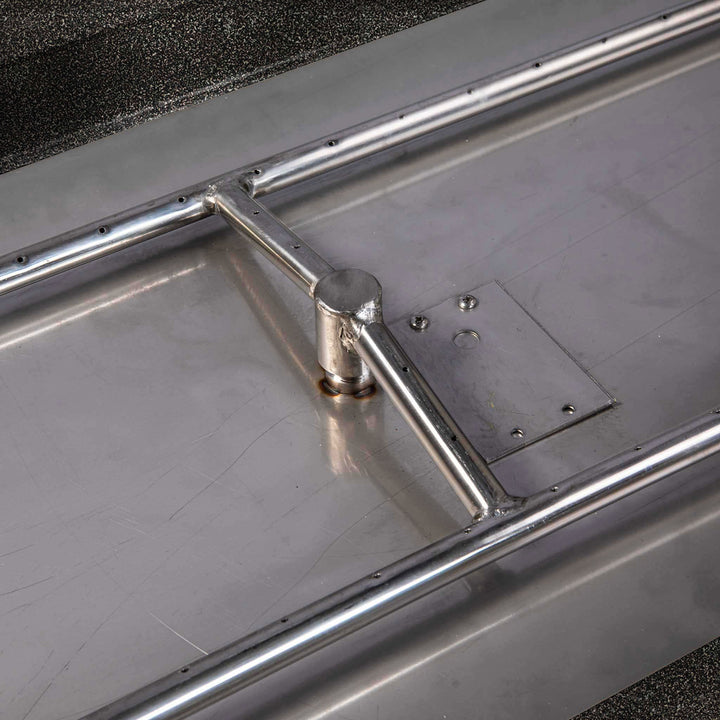 72" x 38" Rectangle Gravity Powder Coated Steel Fire Pit - Propane Gas Hardline - 110V CSA Hi/Lo Electronic Ignition System w/Bluetooth & Handheld Remote - Silver Vein by Starfire Designs