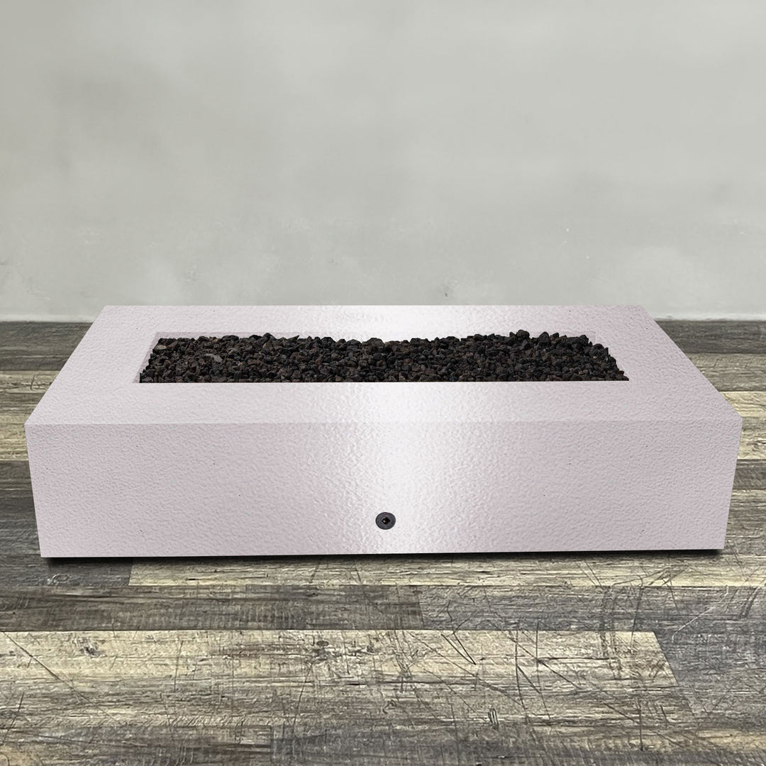 72" x 38" Rectangle Gravity Powder Coated Steel Fire Pit - Propane Gas Hardline - 110V CSA Hi/Lo Electronic Ignition System w/Bluetooth & Handheld Remote - White Hammertone by Starfire Designs