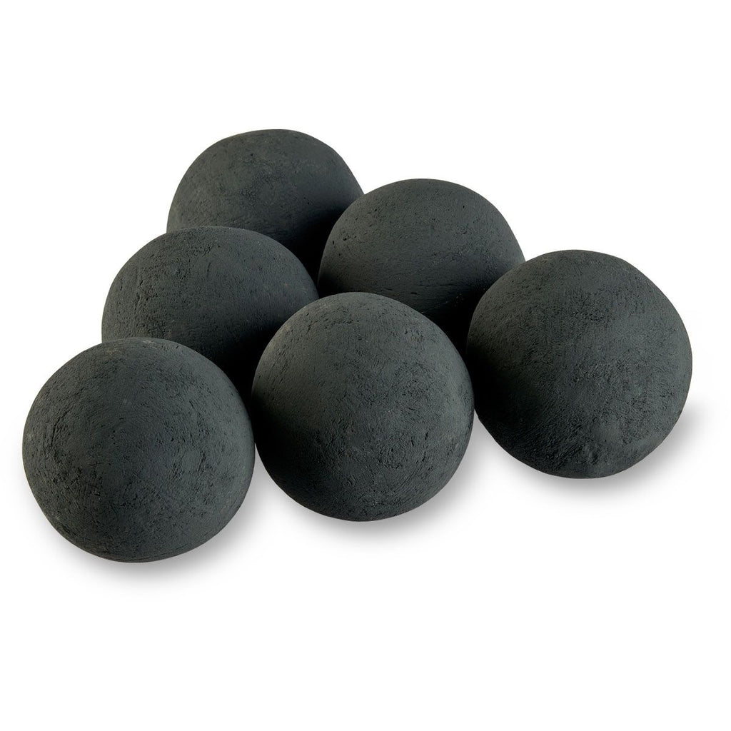 4" Matte Black Lite Stone Fire Balls - Set of 6 by American Fire Products