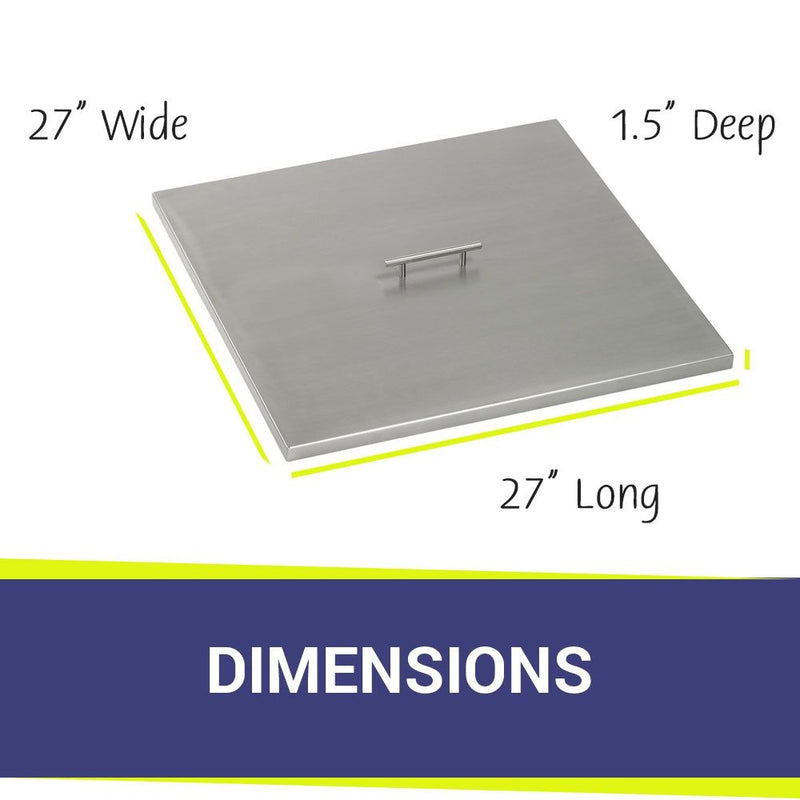 Stainless Steel Cover for Square Drop-In Fire Pit Pan by American Fireglass