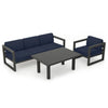 Harmonia Living Avion Classic 3 Piece Aluminum Sofa Set - Slate - Spectrum Indigo