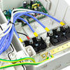 “Close-up of the Bromic 2-Channel Smart-Heat internal control board with visible capacitors, circuitry, and labeled wiring connections for accurate dimming control.”