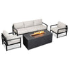 4 Piece Alto Bundle (2) Club Chair (1) Sofa (1) 72" x 28" Rectangle Beton Concrete Gas Fire Pit with Hidden Propane Tank - Graphite by Outova Reserve