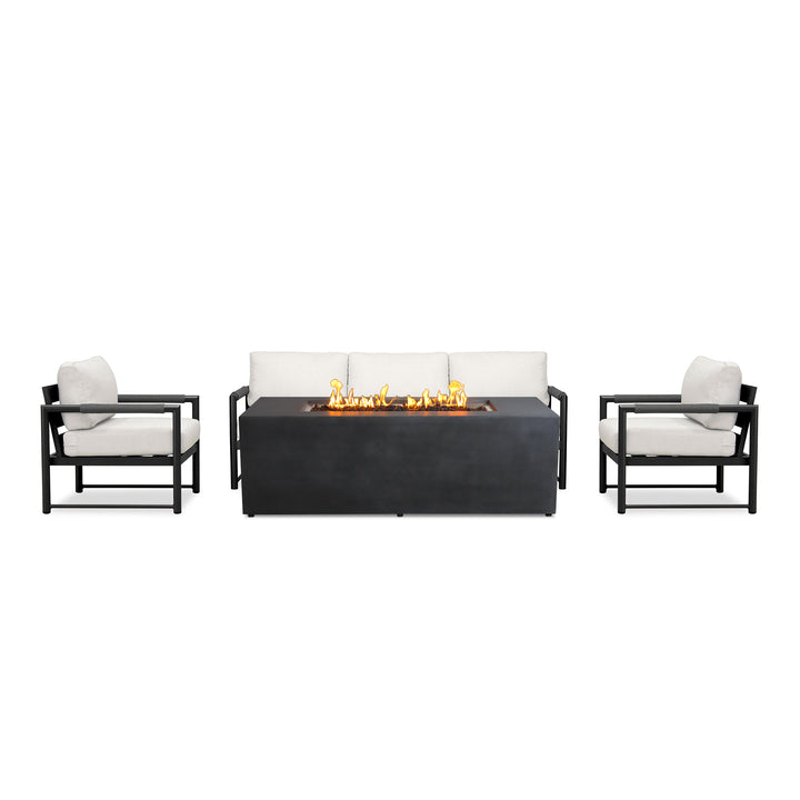 4 Piece Alto Bundle (2) Club Chair (1) Sofa (1) 72" x 28" Rectangle Beton Concrete Gas Fire Pit with Hidden Propane Tank - Graphite by Outova Reserve