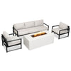 4 Piece Alto Bundle (2) Club Chair (1) Sofa (1) 72" x 28" Rectangle Beton Concrete Gas Fire Pit with Hidden Propane Tank - White by Outova Reserve