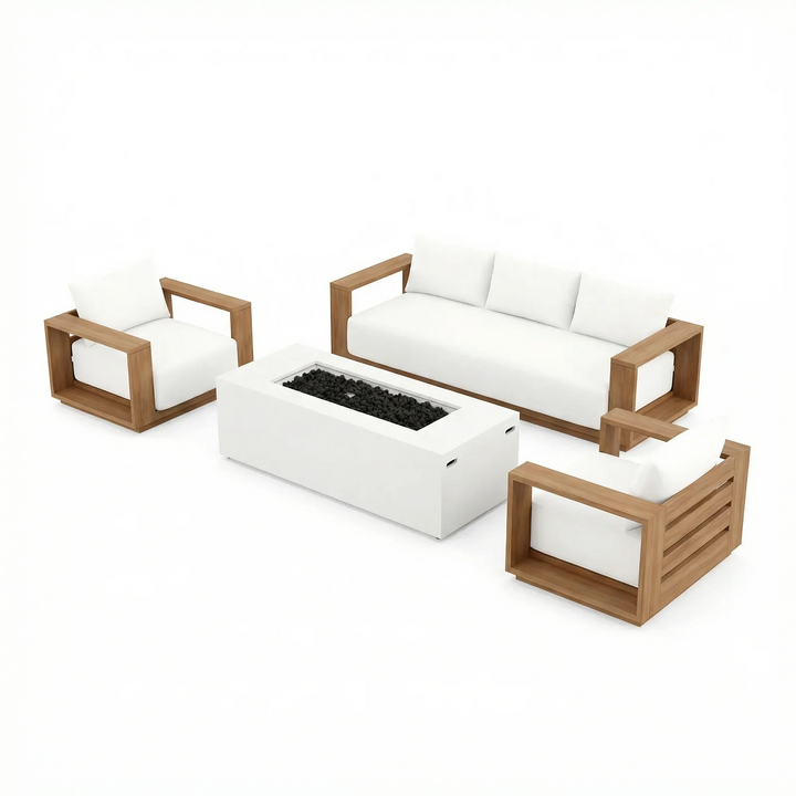 Beja 4-Piece Deep Seating Sofa Set with Fire Pit