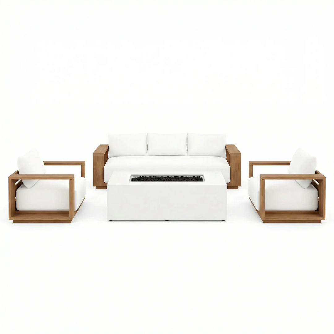 Beja 4-Piece Deep Seating Sofa Set with Fire Pit