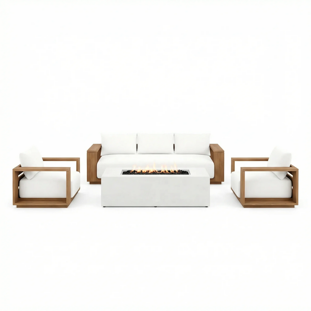 Beja 4-Piece Deep Seating Sofa Set with Fire Pit