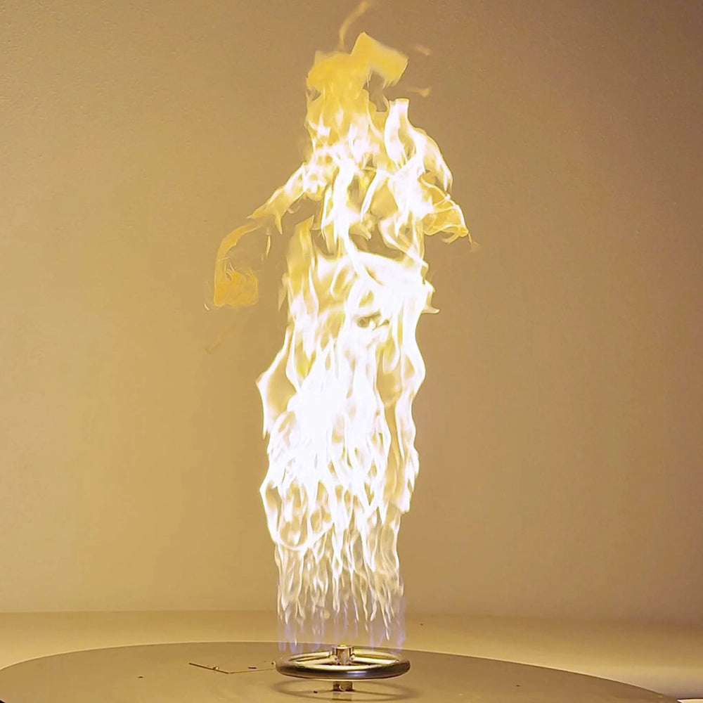 Studio image of the Athena Fire Glass 6-Inch Fire Ring Burner on a white background, showcasing its durable stainless steel design and precision gas ports engineered for even flame distribution.