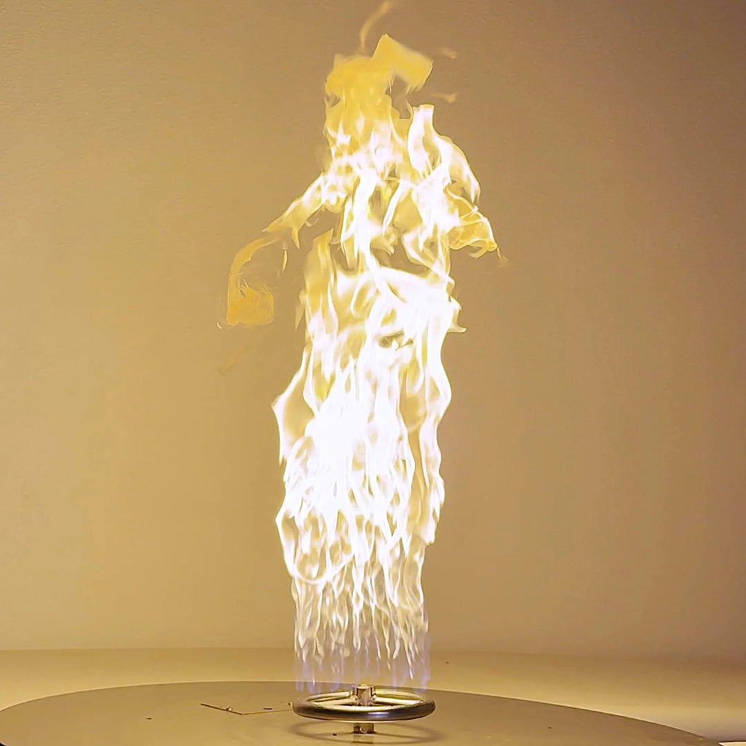 Studio image of the Athena Fire Glass 6-Inch Fire Ring Burner on a white background, showcasing its durable stainless steel design and precision gas ports engineered for even flame distribution.