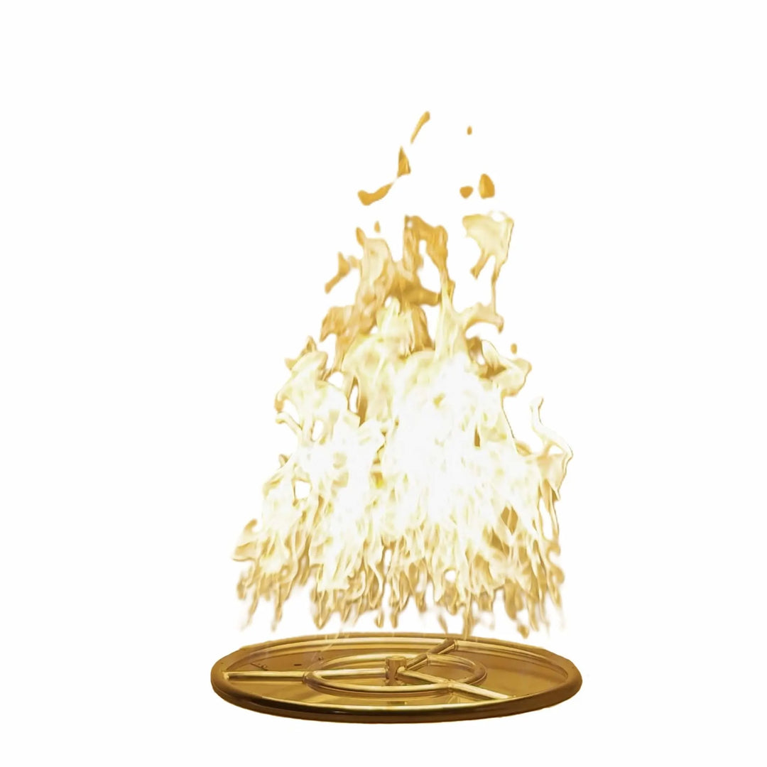 Studio image of the 18-Inch Athena Fire Glass Fire Ring Burner against a white background, emphasizing durable 304 stainless steel construction and balanced circular design.