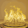 Animated flame demonstration of the Athena Fire Glass 24-Inch Fire Ring Burner producing up to 515,000 BTUs, showcasing strong, even, and beautifully layered flames.