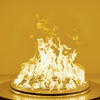 Animated flame demonstration of the Athena Fire Glass 30-Inch Fire Ring Burner producing up to 507,000 BTUs, showcasing strong, even flame coverage and radiant heat performance.