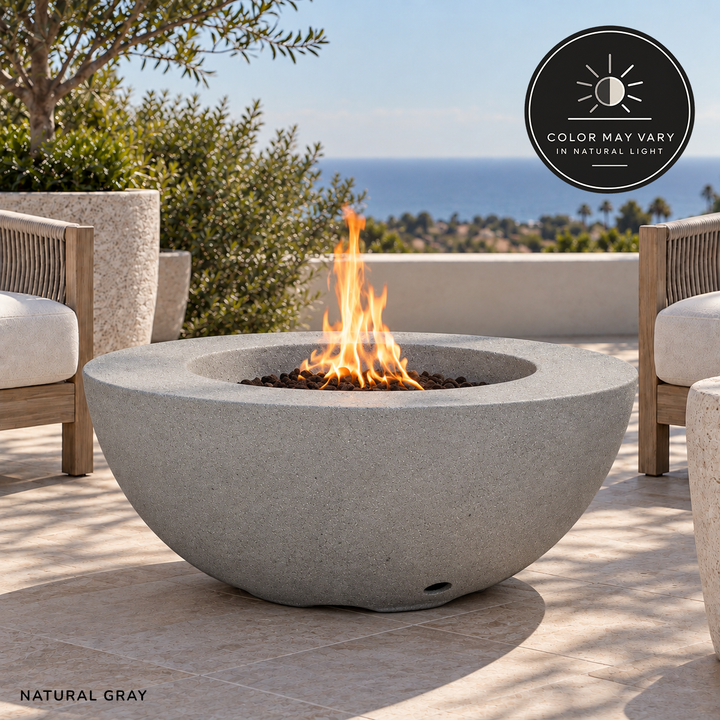 42" Round Beton Concrete (GFRC) Natural Gas Fire Pit - Natural Gray by Starfire Designs