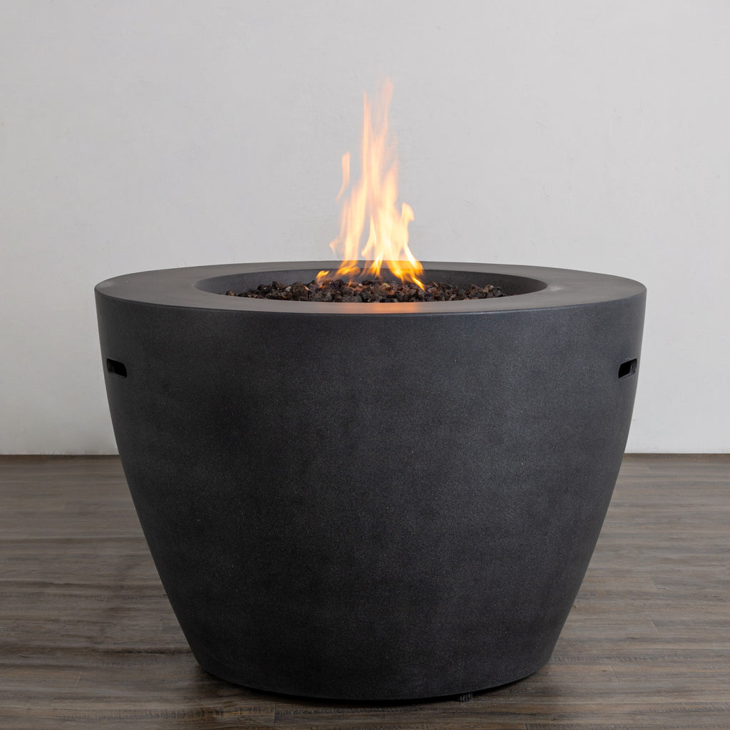 42" Round Beton Concrete (GFRC) Gas Fire Bowl with Hidden Propane Tank by Starfire Designs