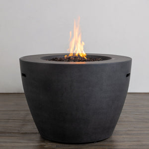 42" Round Beton Concrete (GFRC) Gas Fire Bowl with Hidden Propane Tank by Starfire Designs