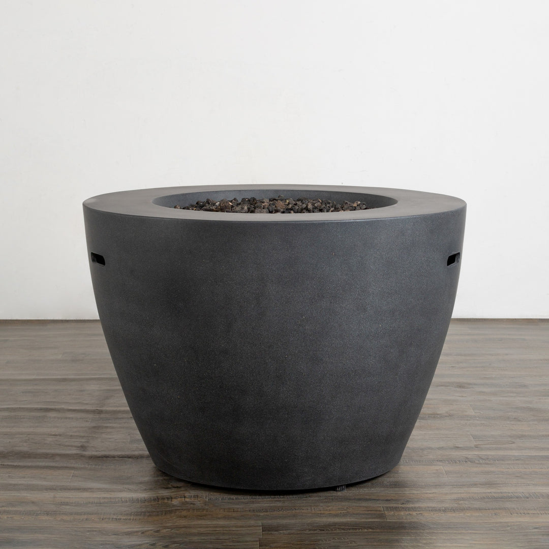 42" Round Beton Concrete (GFRC) Gas Fire Bowl with Hidden Propane Tank - Graphite by Starfire Designs