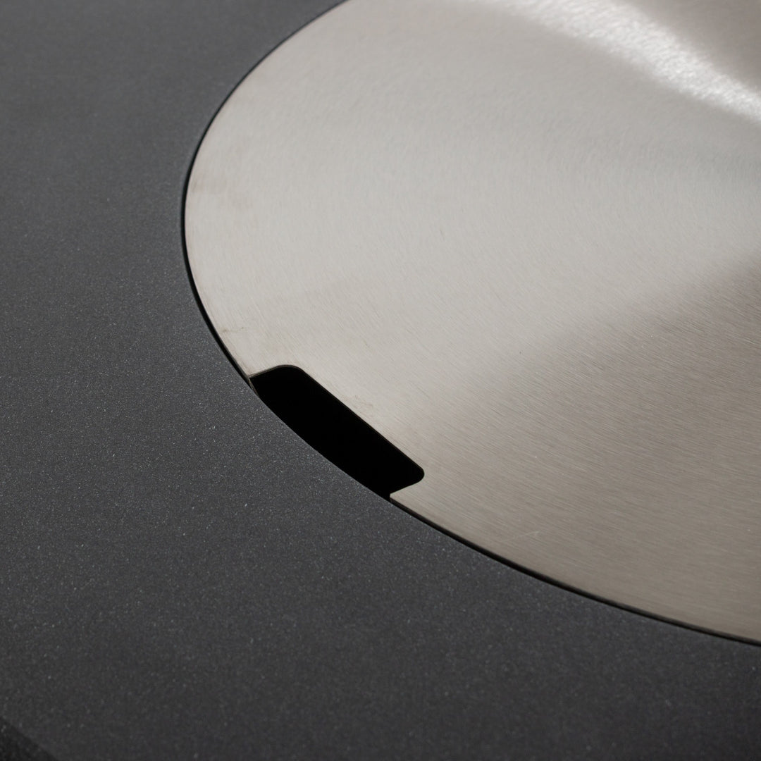 42" Round Beton Concrete (GFRC) Gas Fire Bowl with Hidden Propane Tank - Graphite by Starfire Designs