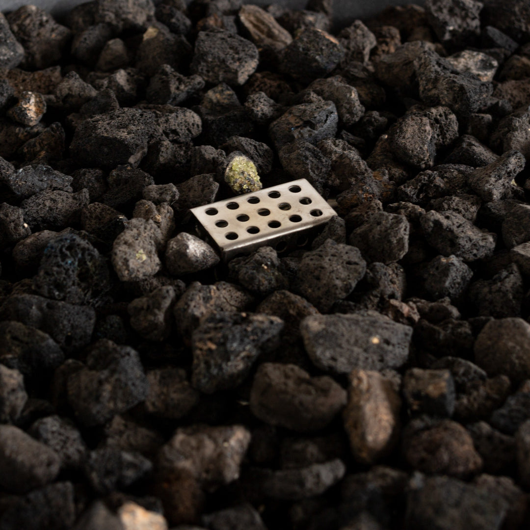 42" Round Beton Concrete (GFRC) Gas Fire Bowl with Hidden Propane Tank - Graphite by Starfire Designs