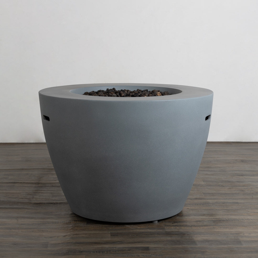 42" Round Beton Concrete (GFRC) Gas Fire Bowl with Hidden Propane Tank - Natural Gray by Starfire Designs