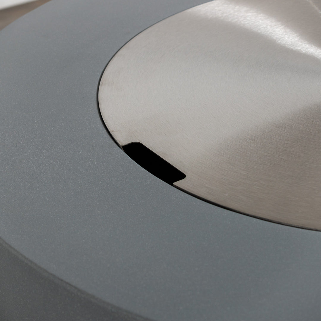 42" Round Beton Concrete (GFRC) Gas Fire Bowl with Hidden Propane Tank - Natural Gray by Starfire Designs