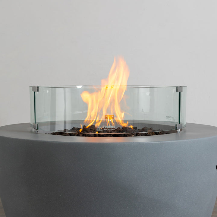 42" Round Beton Concrete (GFRC) Gas Fire Bowl with Hidden Propane Tank - Natural Gray by Starfire Designs