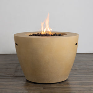 42" Round Beton Concrete (GFRC) Gas Fire Bowl with Hidden Propane Tank - Sand by Starfire Designs