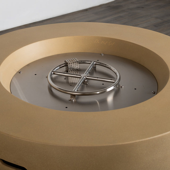 42" Round Beton Concrete (GFRC) Gas Fire Bowl with Hidden Propane Tank - Sand by Starfire Designs