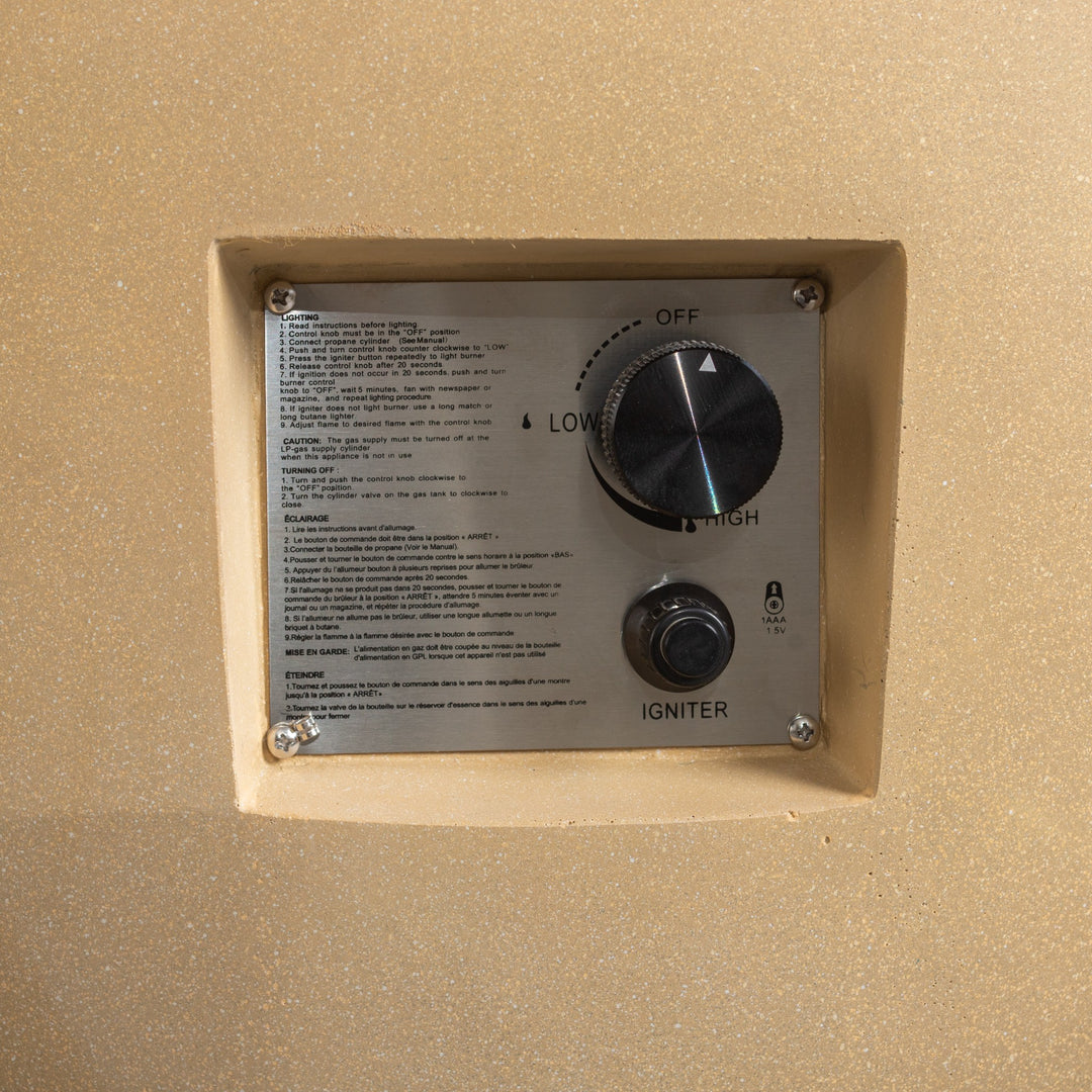 42" Round Beton Concrete (GFRC) Gas Fire Bowl with Hidden Propane Tank - Sand by Starfire Designs