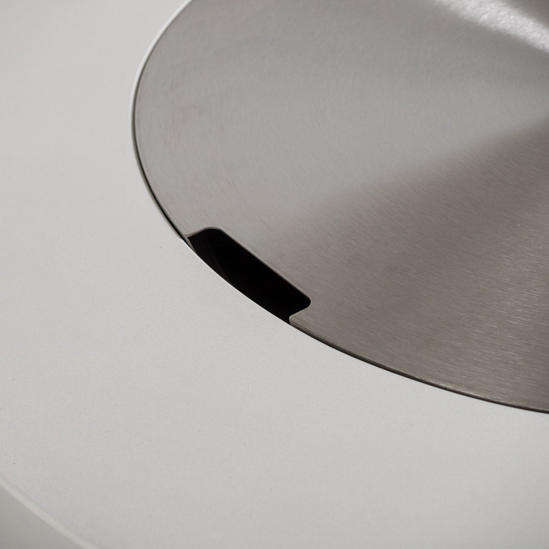 42" Round Beton Concrete (GFRC) Gas Fire Bowl with Hidden Propane Tank - White by Starfire Designs