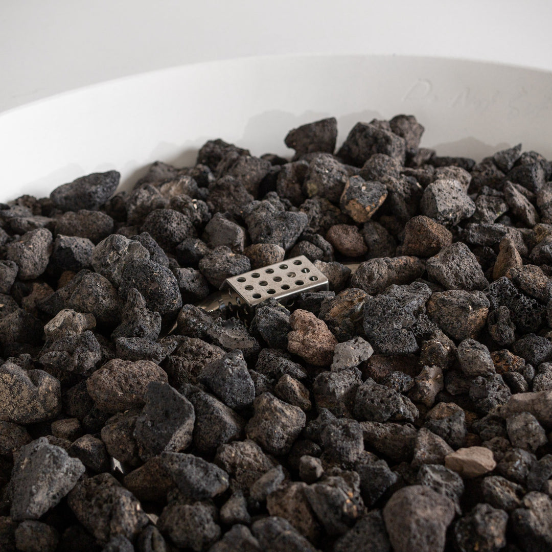 42" Round Beton Concrete (GFRC) Gas Fire Bowl with Hidden Propane Tank - White by Starfire Designs