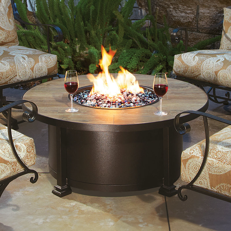 OW Lee 54" Round Occasional Height Santorini Iron Iron Fire Pit