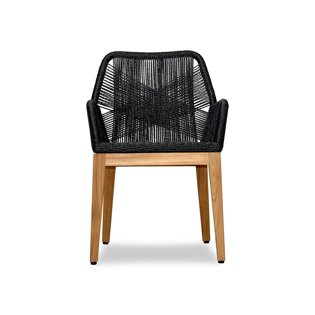 Harmonia Living Carl Reclaimed Teak and Rope Dining Arm Chair
