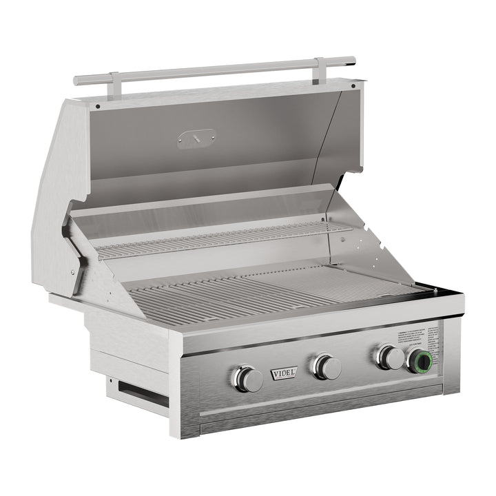 36" Stainless Steel Commercial 3-Burner Built-In Gas Grill with Built-In 1-Hour Timer by Videl Grills