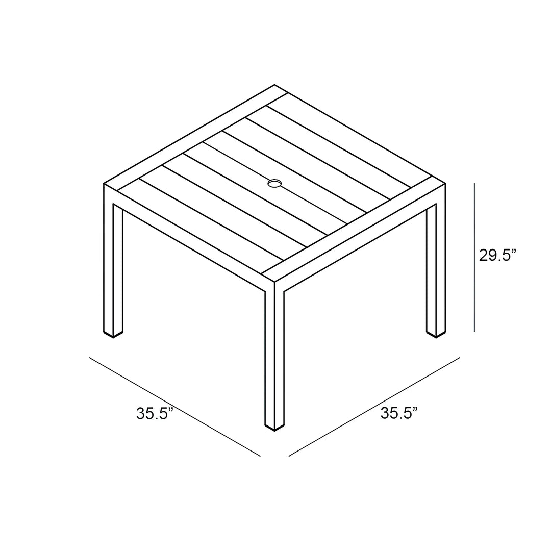 Classic Aluminum 4-Seater Square Dining Table - Slate by Harmonia Living