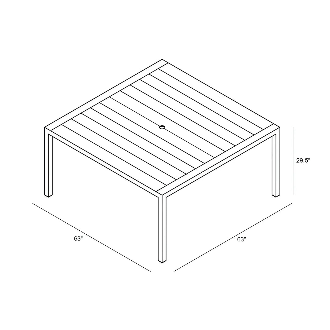 Classic Aluminum 8-Seater Square Dining Table - Slate by Harmonia Living