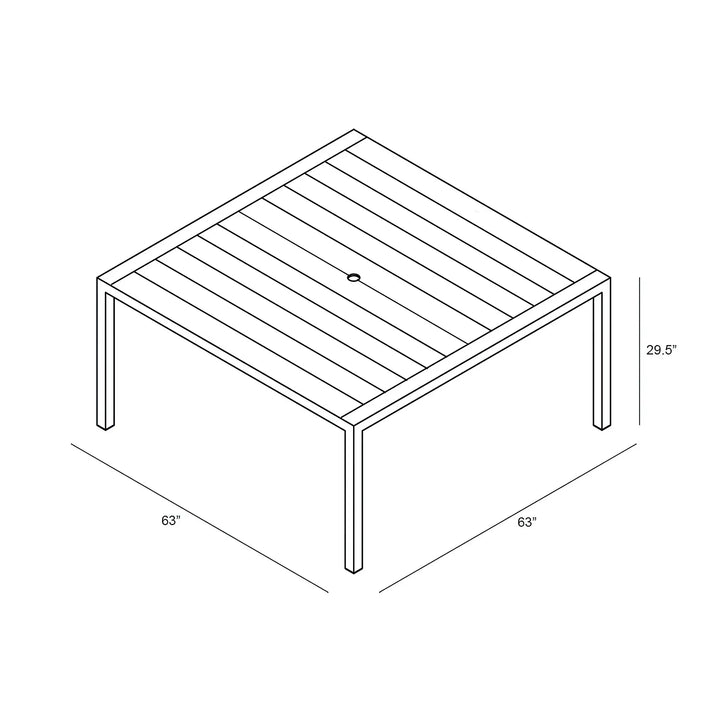 Classic Aluminum 8-Seater Square Dining Table - Slate by Harmonia Living