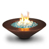 Cono Moreno 48-inch Round Copper Fire Pit against a white background, highlighting its striking design and modern appeal