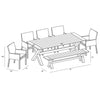 Harmonia Living Dune Fields 8 Seat Aluminum Reclaimed Teak Patio Dining Set with Bench 52