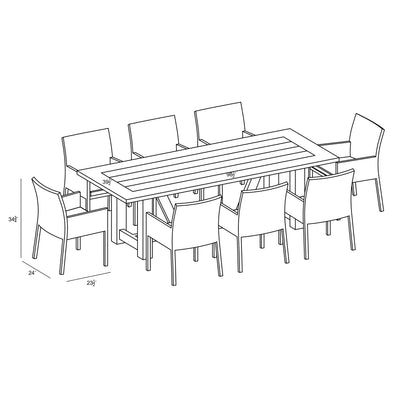 Dune Noble 8 Seat Reclaimed Teak Outdoor Dining Set by Harmonia Living