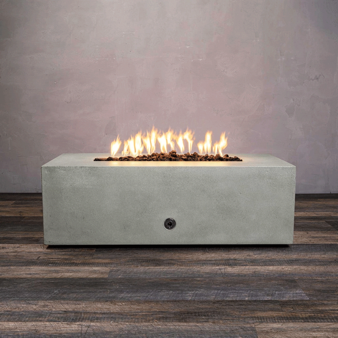 48" x 32" Rectangle Gravity Concrete (GFRC) Fire Pit - Natural Gas - Flame Sense with Spark Ignition System - Natural Gray by Starfire Designs