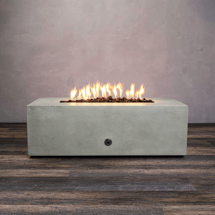 48" x 32" Rectangle Gravity Concrete (GFRC) Fire Pit - Natural Gas - Flame Sense with Spark Ignition System - Natural Gray by Starfire Designs