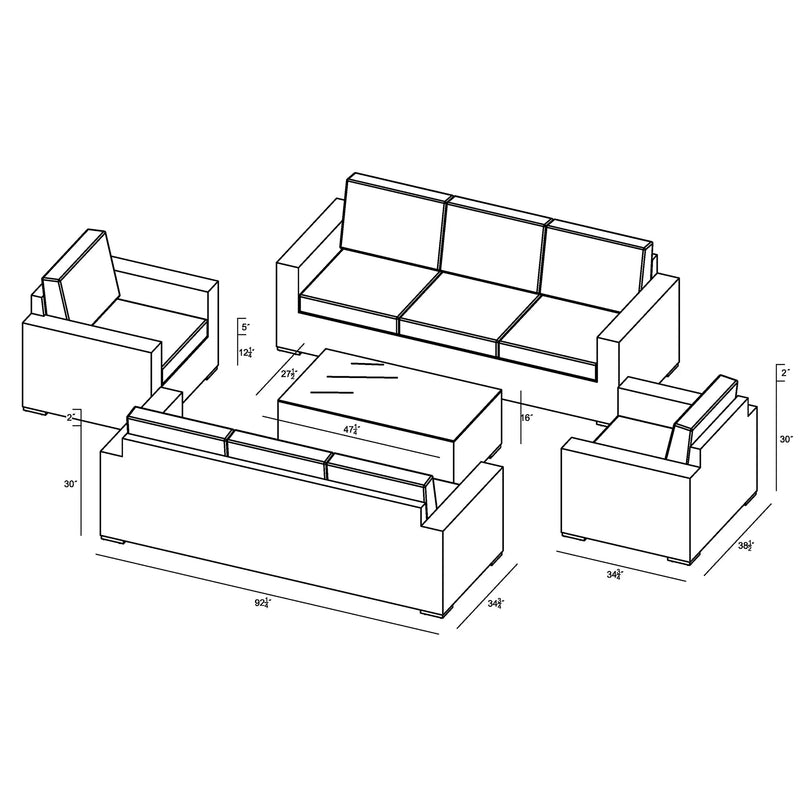 Arden 5 Piece Double Sofa Set by Harmonia Living