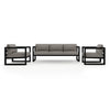 Harmonia Living Avion 3 Piece Aluminum Sofa Loveseat Set - Black - Canvas Charcoal