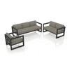 Harmonia Living Avion 3 Piece Aluminum Sofa Loveseat Set - Black - Canvas Charcoal