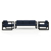 Harmonia Living Avion 3 Piece Aluminum Sofa Loveseat Set - Black - Spectrum Indigo