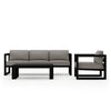 Harmonia Living Avion 3 Piece Aluminum Sofa Set - Black - Canvas Charcoal