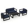 Harmonia Living Avion 4 Piece Aluminum Loveseat Set - Black - Spectrum Indigo