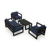 Harmonia Living Avion 4 Piece Aluminum Loveseat Set - Black - Spectrum Indigo